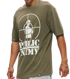 T-Shirts & Tank Tops*RE:COVERED X PUBLIC ENEMY Herren T-Shirt Baumwoll-Shirt mit großem Print Rundhals-Shirt RCBVD3836 Khaki