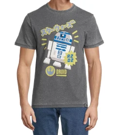 T-Shirts & Tank Tops*RE:COVERED X STAR WARS Herren T-Shirt mit R2D2-Print Baumwoll-Shirt Kurzarm-Shirt AKSTW2166 Dunkel-Grau