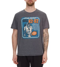 T-Shirts & Tank Tops*RE:COVERED X STAR WARS Herren T-Shirt mit R2D2-Print Baumwoll-Shirt Kurzarm-Shirt AKSTW2229 Dunkel-Grau