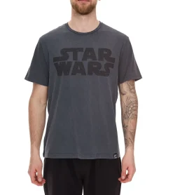 T-Shirts & Tank Tops*RE:COVERED X STAR WARS Herren T-Shirt mit Vintage Logo-Print Baumwoll-Shirt Kurzarm-Shirt PCSTW1998 Dunkel-Grau