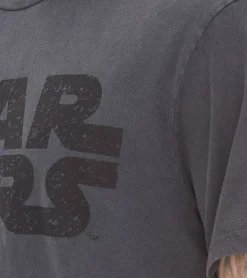 T-Shirts & Tank Tops*RE:COVERED X STAR WARS Herren T-Shirt mit Vintage Logo-Print Baumwoll-Shirt Kurzarm-Shirt PCSTW1998 Dunkel-Grau