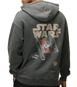 Pullover & Sweater*RE:COVERED X Star Wars Herren Kapuzen-Pullover mit Back-Print Baumwoll-Hoody Langarm-Shirt RCDIF2047 Grau