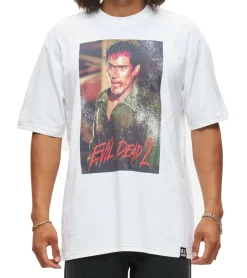 T-Shirts & Tank Tops*RE:COVERED X Studio Canal Herren T-Shirt EVIL DEAD 2 Baumwoll-Shirt mit großem Print Rundhals-Shirt RCSTC127 Weiß