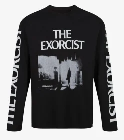 Pullover & Sweater|T-Shirts & Tank Tops*RE:COVERED X THE EXORCIST FILM Herren Shirt mit Foto-Print langärmliges Baumwoll-Shirt Rundhals-Shirt RCWARN560 Schwarz