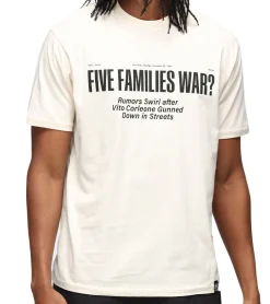 T-Shirts & Tank Tops*RE:COVERED X The Godfather Herren Baumwoll-Shirt mit großem Schriftzug-Print Kurzarm-Shirt MMVCM306 Beige