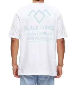 T-Shirts & Tank Tops*RE:COVERED X Twin Peaks Herren T-Shirt mit großem Front-Print Baumwoll-Shirt Kurzarm-Shirt RCVCM692 Weiß