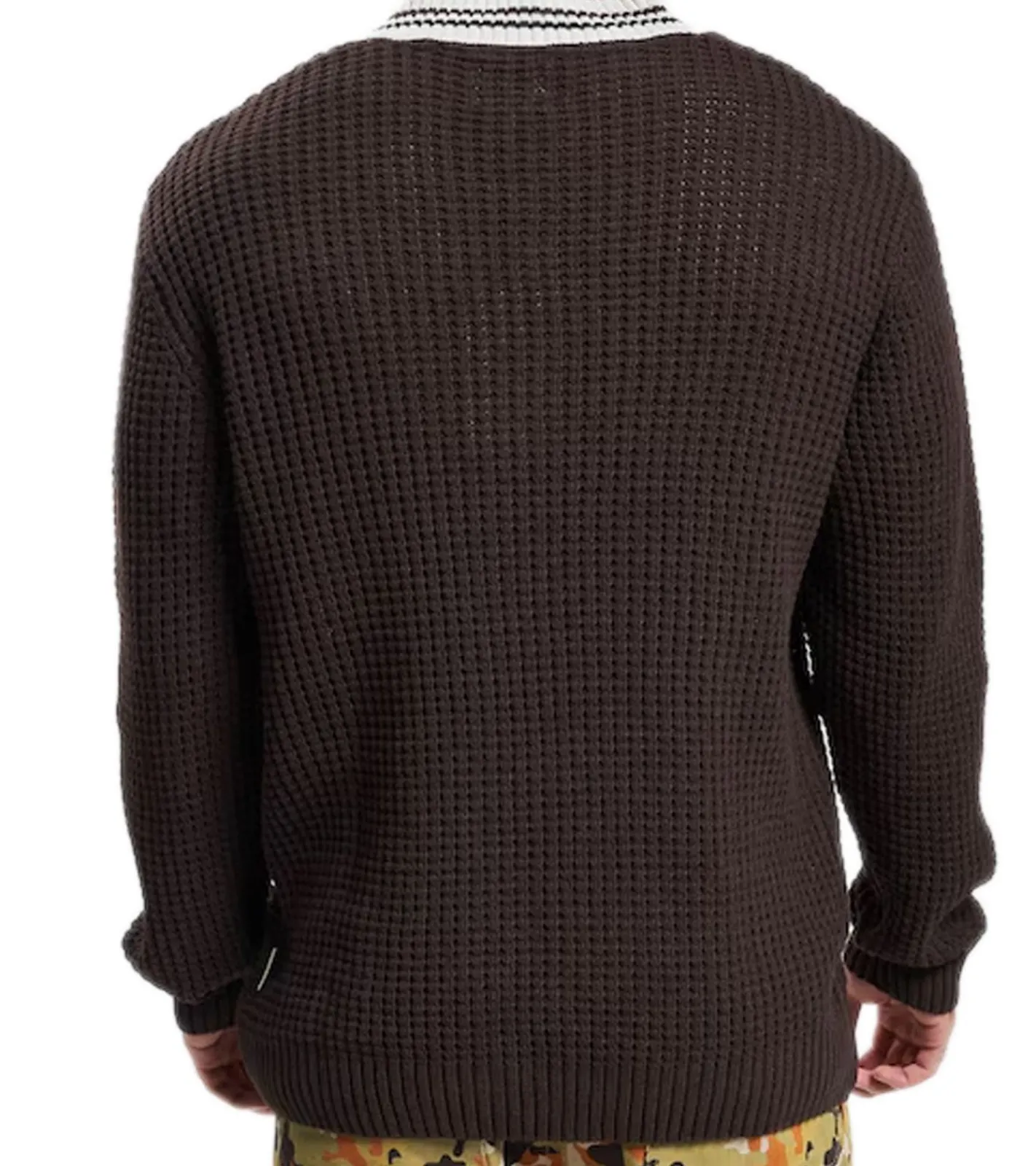 Pullover & Sweater*REDEFINED REBEL Cone Herren Baumwoll-Pulli Strick-Pullover Langarm-Shirt 212098 Dunkelbraun/Weiß