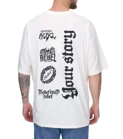 T-Shirts & Tank Tops*REDEFINED REBEL Herren Baumwoll-Shirt Kurzarm-Shirt T-Shirt mit Marken-Schriftzug 211158 Beige