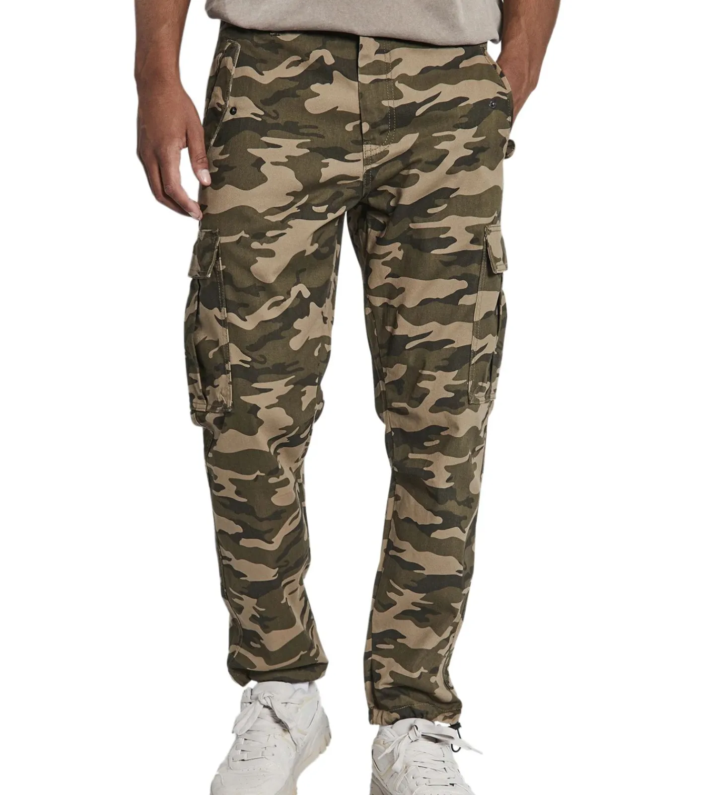 Jeans & Hosen*REDEFINED REBEL Jolan Herren Cargo-Hose im Utility-Look Anti Fit Baumwoll-Hose Ankle-Stil mit Tunnelzug am Beinende 226027 Camouflage, Braun, Beige, Grün