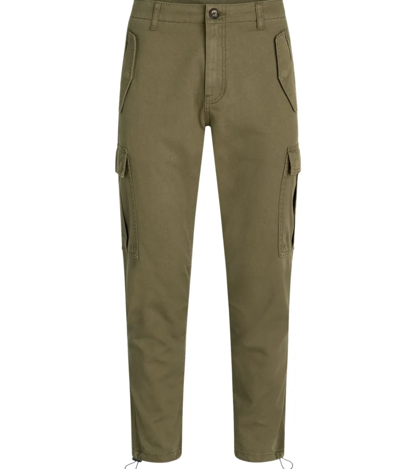 Jeans & Hosen*REDEFINED REBEL Jolan Herren Cargo-Hose im Utility-Look Anti Fit Baumwoll-Hose Ankle-Stil mit Tunnelzug am Beinende 226027 Oliv-Grün