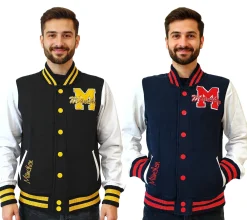 Große Größen|Pullover & Sweater*ROBIN RUTH München Herren College-Jacke mit Schriftzug Frühlings-Jacke mit Stickerei Übergangs-Jacke Sweat-Jacke Navy/Rot oder Schwarz/Gelb