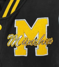 Große Größen|Pullover & Sweater*ROBIN RUTH München Herren College-Jacke mit Schriftzug Frühlings-Jacke mit Stickerei Übergangs-Jacke Sweat-Jacke Navy/Rot oder Schwarz/Gelb