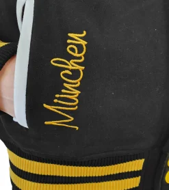 Große Größen|Pullover & Sweater*ROBIN RUTH München Herren College-Jacke mit Schriftzug Frühlings-Jacke mit Stickerei Übergangs-Jacke Sweat-Jacke Navy/Rot oder Schwarz/Gelb