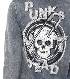 Jumpsuits*ROCKUPY Damen Jumpsuit einfarbiger oder gebatikter Overall mit Rücken-Print cooler Einteiler Onesie Grau oder Weinrot