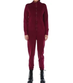 Jumpsuits*ROCKUPY Damen Jumpsuit lässiger Overall mit Rücken-Print cooler Einteiler Onesie 393824 Weinrot