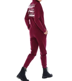 Jumpsuits*ROCKUPY Damen Jumpsuit lässiger Overall mit Rücken-Print cooler Einteiler Onesie 393824 Weinrot