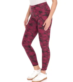 Sportunterbekleidung|Fitnessmode & Jogginghosen*ROCKUPY Damen Leggings modische Fitness-Hose im Camouflage-Look Workout-Hose 393230 Lila/Schwarz