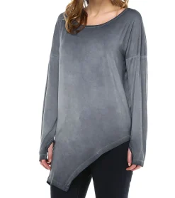 Sweater & Pullover*ROCKUPY Damen Longsleeve asymmetrisches Langarm-Shirt mit Daumenlöchern 323869 Grau