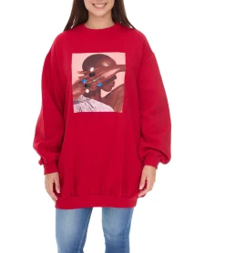 Kleider|Sweater & Pullover*ROCKUPY Damen Mini-Kleid Sweat-Kleid mit großen Glitzersteinen im Pullover-Style RPW20-040303 Rot