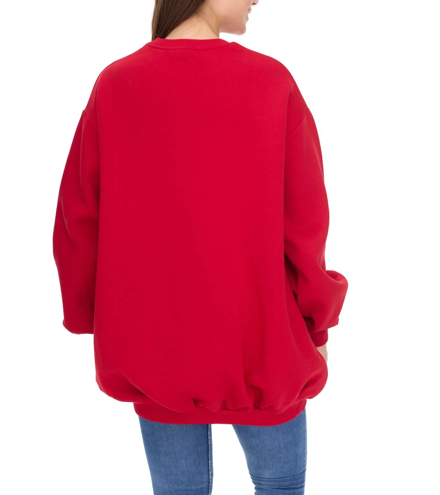 Kleider|Sweater & Pullover*ROCKUPY Damen Mini-Kleid Sweat-Kleid mit großen Glitzersteinen im Pullover-Style RPW20-040303 Rot