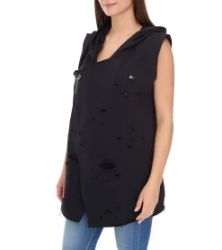 Mäntel & Jacken*ROCKUPY Damen moderne Baumwoll-Weste mit Löchern Kapuzen-Jacke 344889 Schwarz