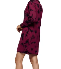 Kleider|Sweater & Pullover*ROCKUPY Damen Sweat-Kleid mit Totenkopf-Print Pullover-Kleid Langarm-Kleid 393822 Bordeaux-Rot oder Rosa