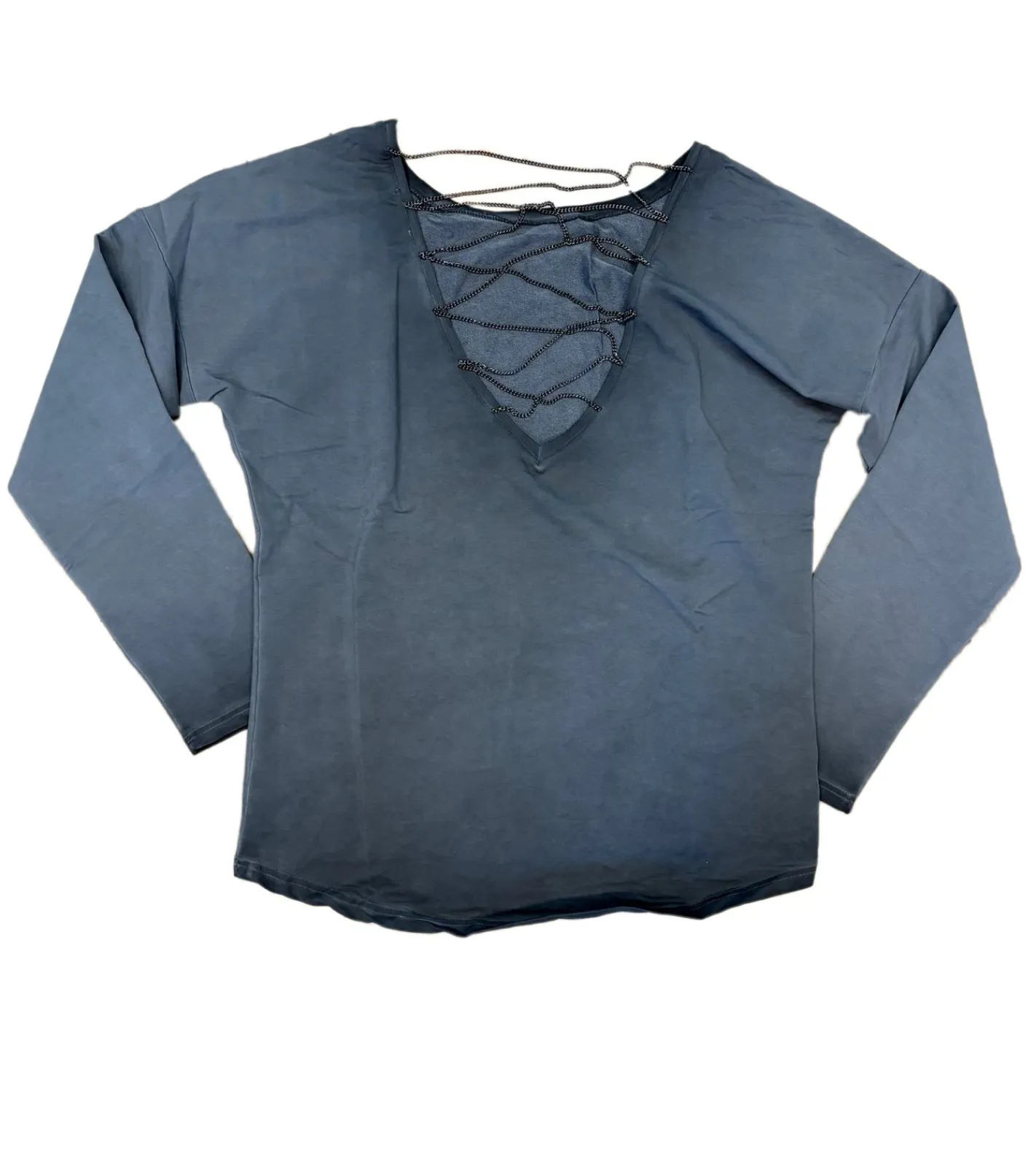 Sweater & Pullover*ROCKUPY Damen Sweatshirt Baumwoll-Pullover stylischer Alltags-Pulli mit V-Ausschnitt 317050 Grau