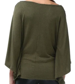 Sweater & Pullover|Tops & T-Shirts*ROCKUPY Damen Sweatshirt kurzärmliges Baumwoll-Shirt mit Flügelärmeln 330635 Khaki