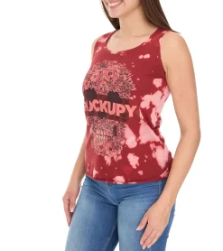 Tops & T-Shirts*ROCKUPY Damen Tank-Top mit Totenkopf-Print Baumwoll-Shirt Sommer-Shirt 317051 Rot