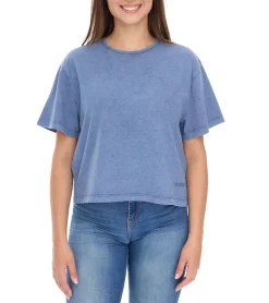 Tops & T-Shirts*ROCKUPY Damen T-Shirt modisches Rundhals-Shirt mit Stitching Kurzarm-Shirt RPW20-040501 512 Blau