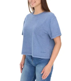 Tops & T-Shirts*ROCKUPY Damen T-Shirt modisches Rundhals-Shirt mit Stitching Kurzarm-Shirt RPW20-040501 512 Blau