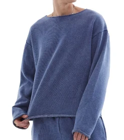 Pullover & Sweater*ROCKUPY Herren Sweatshirt Baumwoll-Pullover stylischer Rundhals-Pulli 40301 Blau