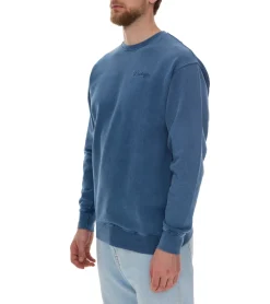 Pullover & Sweater*ROCKUPY Herren Sweatshirt Baumwoll-Pullover mit Logo-Stickerei Rundhals-Pulli UNI-40020 Dunkelblau, , Dunkelgrün oder Grün Lila