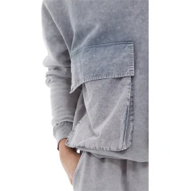 Pullover & Sweater*ROCKUPY Herren Sweatshirt Baumwoll-Pullover mit Taschen Rundhals-Pulli MMS-400001 511 Grau