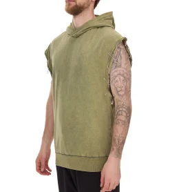 T-Shirts & Tank Tops|Pullover & Sweater*ROCKUPY Herren Tank-Top mit Kapuze ärmelloses Baumwoll-Shirt mit Rücken-Print gebatiktes Muskel-Shirt 393827 Grün