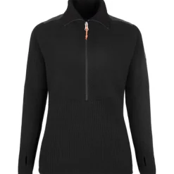 Sweater & Pullover*Salewa Damen Woll-Pullover Sella AM Wander-Pullover mit Reißverschluss Schwarz