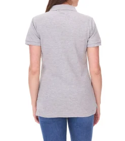 Poloshirts & Blusen*SANTINO Polo-Shirt aus Bio-Baumwolle Polo-Hemd mit 4er Knopfleiste Kurzarm-Shirt meliert Grau Damen