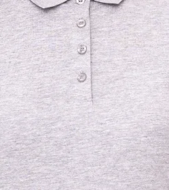 Poloshirts & Blusen*SANTINO Polo-Shirt aus Bio-Baumwolle Polo-Hemd mit 4er Knopfleiste Kurzarm-Shirt meliert Grau Damen