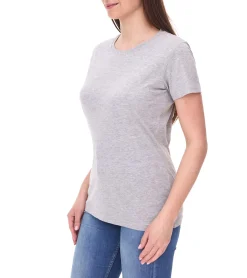 T-Shirts & Tank Tops|Tops & T-Shirts*SANTINO Jaro T-Shirt aus Bio-Baumwolle Kurzarm-Shirt Basic-Shirt meliert 160 gr/m2 Grau Damen