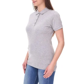 Poloshirts & Blusen|Hemden & Poloshirts*SANTINO Mathias Polo-Shirt aus Bio-Baumwolle Polo-Hemd mit 3er Knopfleiste Kurzarm-Shirt meliert 180 gr/m2 Grau