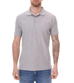 Hemden & Poloshirts*SANTINO und Mika Herren Polo-Shirt aus Bio-Baumwolle Polo-Hemd mit 3er Knopfleiste Kurzarm-Shirt meliert 180 gr/m2 210 gr/m2 Grau Mathias