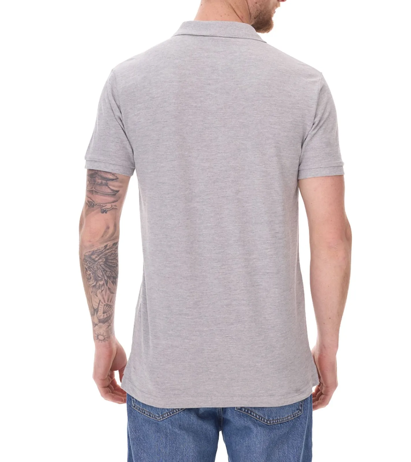 Hemden & Poloshirts*SANTINO und Mika Herren Polo-Shirt aus Bio-Baumwolle Polo-Hemd mit 3er Knopfleiste Kurzarm-Shirt meliert 180 gr/m2 210 gr/m2 Grau Mathias