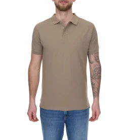 Hemden & Poloshirts*SANTINO Max Herren schlichtes Polo-Shirt Baumwoll-Shirt Kurzarm-Shirt Hellbraun