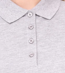 Poloshirts & Blusen|Hemden & Poloshirts*SANTINO Mika Polo-Shirt aus Bio-Baumwolle Polo-Hemd mit 3er Knopfleiste Kurzarm-Shirt meliert 210 gr/m2 Grau Damen