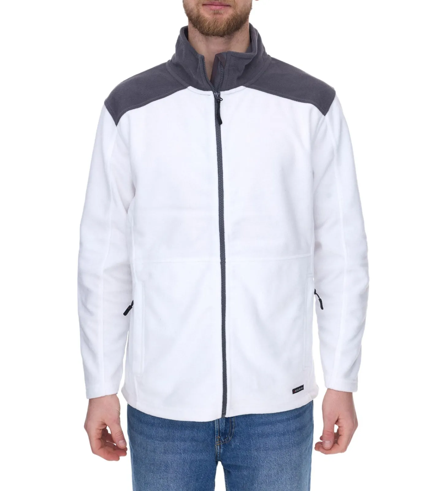 Jacken & Mäntel*SANTINO Toronto Herren Fleece-Jacke mit Reißverschlusstaschen Übergangs-Jacke Weiß/Grau