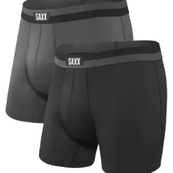 Unterwäsche|Unterwäsche & Socken*Saxx Underwear Herren Kurze Unterhosen Sport Mesh Bb Fly 2pk Boxer Schwarz