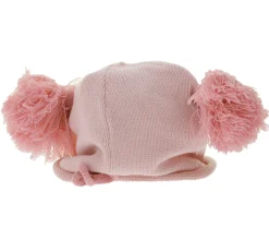 Caps & Mützen*BioworldMerch Schweinchen Mütze Teenager Beanie mit Bommeln und niedlichem Gesicht vorne BE170080PLW Rosa