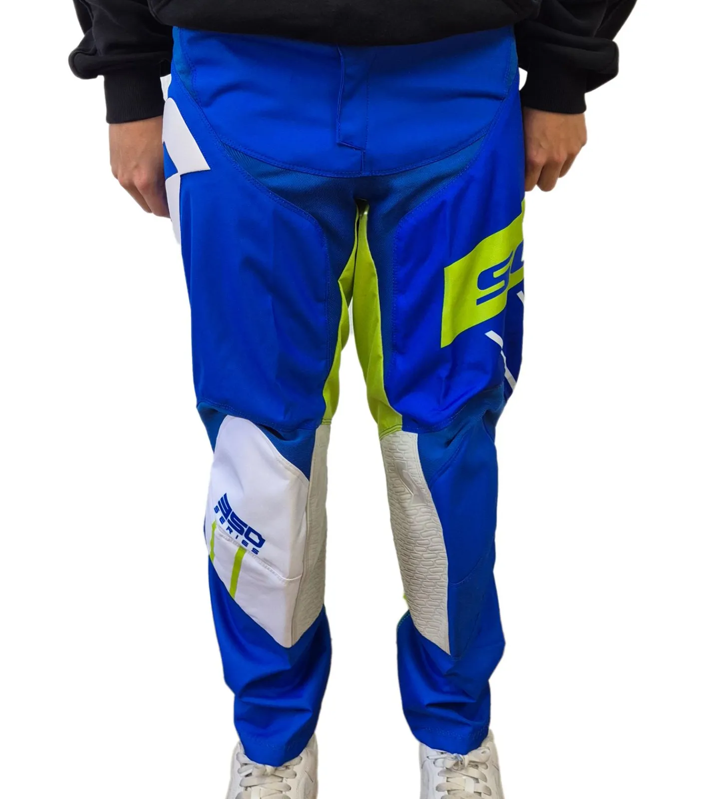 Sportunterbekleidung|Radsport*SCOTT Pant 350 Herren Moto-Cross Hose Motorsport-Kleidung mit Unterschenkel-Manschette 246911 1029 Blau/Grün/Weiß