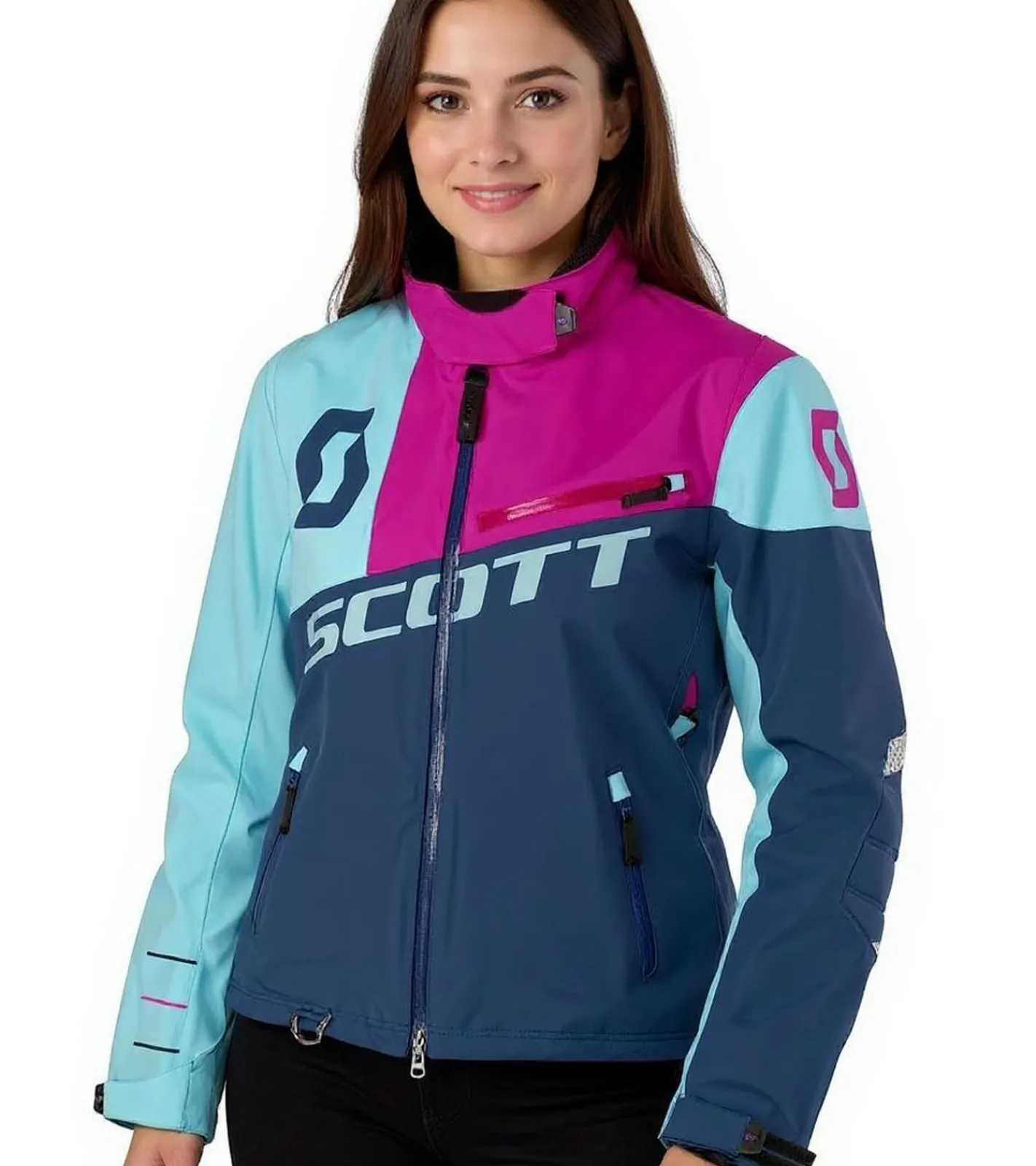 Sportoberbekleidung|Radsport*SCOTT Shell Pro Damen Moto-Cross Jacke Bike-Jacke mit Dryosphere Membran Softshell-Jacke 245005 Blau/Orange oder Pink/Blau