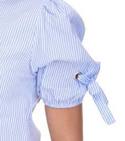 Poloshirts & Blusen|Tops & T-Shirts*sequano Damen Blusen-Shirt T-Shirt Kurzarm-Bluse stylisches Sommer-Shirt 901509 Weiß/Blau